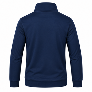 <b>Women's</b> Navy Blue <b>Zip</b>-<b>Up</b> Sweatshirt Stand Collar Full Sleeve Knitted Solid Color Breathable Autumn Casual <b>Jacket</b> - Product Image 3