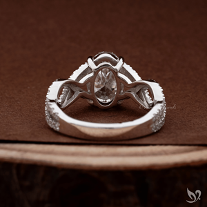 2CT Oval Cut Lab Diamond <b>Ring</b> IGI Certified Twisted <b>Split</b> Pave Engagement <b>Ring</b> 10K White Gold - Product Image 3