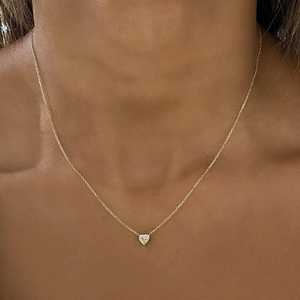 Heart Lab Grown Diamond Pendant Necklaces Wholesale 14k 18k Solid Gold Adjustable Bezel Set Dainty Solitaire <b>Choker</b> Manufacturer - Product Image 2