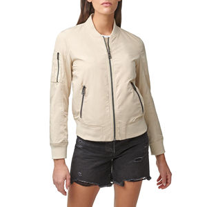 Blouson Bomber Beige Décontracté pour Homme, Veste de Vol Unisexe en Nylon avec Fermeture Éclair, Col Montant et Poignets Côtelés - Product Image 5