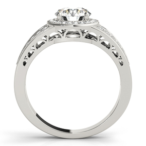Vintage Rhodium IGI Certified Lab Grown Diamond Halo Multi <b>Row</b> Split Shank Engagement Ring 10K 14K 18K Gold 925 935 Silver - Product Image 4
