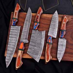 Ensemble de couteaux de chef professionnels en acier Damas faits à la main, ensemble de couteaux de cuisine professionnels, ensemble de couteaux de chef forgés à la main - Product Image 1