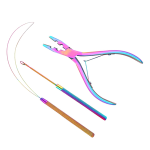 Wholesale Professional Stainless Steel Matte Customized Color Hair Extension Tools Kit for Micro Nano Ring Loop <b>Pliers</b> <b>Set</b> - Product Image 2