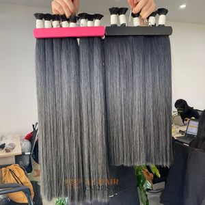 Black Bulk Human <b>Hair</b> Extensions Super Double Drawn Raw Unprocessed Full Cuticle Aligned Vietnamese <b>Hair</b> - Product Image 5