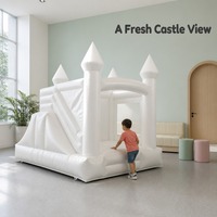 Château gonflable blanc pour enfants, trampoline pour usage résidentiel intérieur/extérieur, mariage, fête d'anniversaire