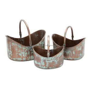 Rustic Galvanized <b>Planters</b> Set of 2 Outdoor Garden Decorative Home Flower Buckets for Nursery Christmas Supply by Manufacturer - Product Image 1