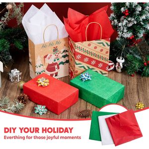 72 Fogli di Carta Velina Glitterata per Regali Natalizi, Sacchetti Regalo Rossi, Verdi e Bianchi 50x50 cm per Confezioni Regalo Festive - Product Image 2