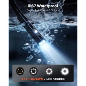 Endoscopio Industriale HD IPS da 7 Pollici con Schermo Diviso, Tripla Lente, Configurazione a Doppio Cavo, Zoom 8X, IP67, 8+2 LED - Product Image 6