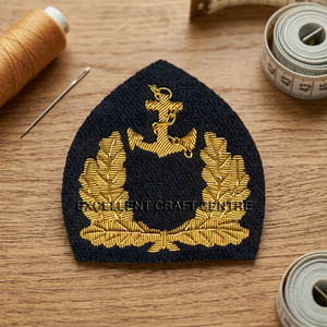Custom Embroidered lithuanian Cap Badge With Anchor And Laurel Wreath <b>Sew</b>-On Fabric Patch For Uniform Garment - Product Image 5