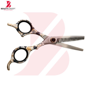 Ciseaux à effiler les cheveux avec poignée en plastique à motifs tendance, ciseaux de barbier professionnels en acier inoxydable, outils de coiffure pour salon - Product Image 2