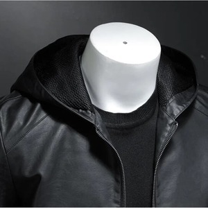 En stock Veste en cuir véritable 2025 Veste homme Hiver Automne Mode Vestes en cuir homme Slim à capuche Vêtements chauds en polaire - Product Image 5