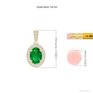 New Arrival 14K <b>Solid</b> <b>Gold</b> Natural Oval Emerald Vintage Style <b>Pendant</b> With Diamond Halo May Birthstone Anniversary Gift - Product Image 4