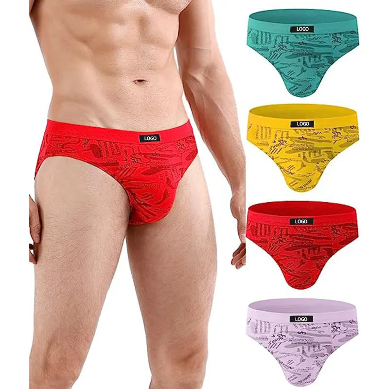 Precio barato de impresión personalizada de algodón de bambú transpirable hombres Bañadores Hombre breve Sexy Tanga Boxer breve hombres ropa interior