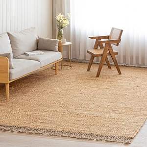 Tapis en jute à poils coupés moderne 2026 Silas Taupe pour salle à manger, couloir, entrée, chambre, salon - Product Image 1