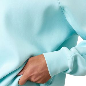 Aqua Blue Raglan Sleeve Fleece Funnel <b>Women</b> <b>Quarter</b> <b>Zip</b> <b>Sweatshirt</b> Long Sleeve Casual Streetwear Fashion Wear - Product Image 5