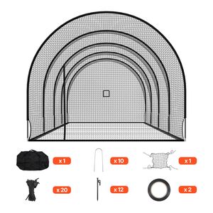 กรงซ้อมตีเบสบอลแบบพกพาขนาด 40x12x10 ฟุต ทำจากโพลีเอสเตอร์ 4 ชั้นไร้ปม - Product Image 1