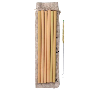 Vente chaude 100% Paille de bambou naturelle écologique 20cm * 8mm Paille à boire chaude et froide jetable Paille en fibre de bambou naturelle - Product Image 1