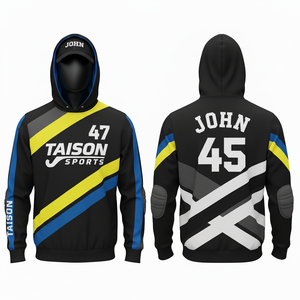 Sudadera con Capucha para Entrenamiento de Hockey sobre Césped para Hombre, 300 GSM, Forro Polar de Poliéster, Absorbe la Humedad, Panel Negro, Amarillo y Azul, Sublimación, Logotipo Personalizado - Product Image 1