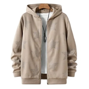 Haute qualité 100% coton surdimensionné strass sweats à capuche fermeture éclair sweats à capuche pour hommes respirant nouveaux hommes élégants sweats à capuche avec OEM - Product Image 5