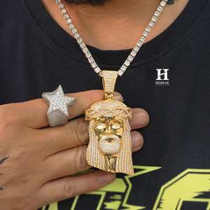 Colgante Personalizado con Diamantes Cultivados en Laboratorio, Diseño de Jesús, Oro 14K, Joyería Hip Hop, Diamante VVS CVD, Moissanita, Amuleto 3D para Hombre - Product Image 4