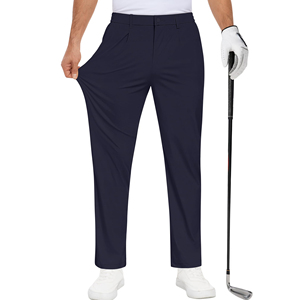 Men's <b>Navy</b> Blue Golf Pants Solid Color Breathable <b>Stretch</b> Casual <b>Trousers</b> Button Fly Fit - Product Image 1