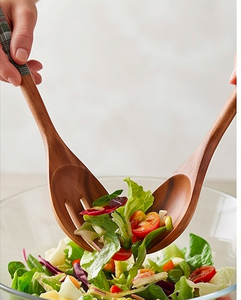 Wooden <b>Utensil</b> <b>Set</b> With Plaid Handle Matte Finish Dishwasher Safe Traditional Design For Kitchen Use - Product Image 4