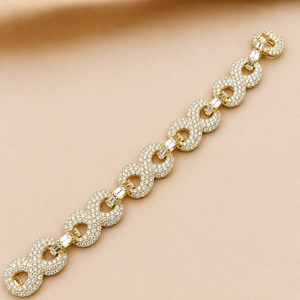 Pulsera de Cadena con Diamantes Redondos Engastados, Oro Amarillo Vermeil de 14K, Micro Pavé de Moissanita, Joyería Hip Hop, Accesorio de Moda - Product Image 4