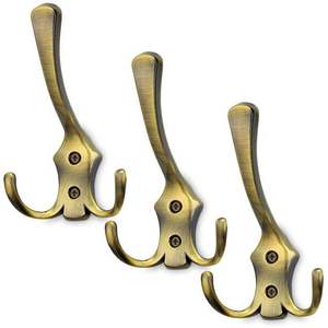 AZORA INDUSTRIES M-338 Durable Multi-Purpose Brass Style Light Luxury Wall-mounted Coat <b>Hooks</b> with Self-adhesive Installation - Product Image 1