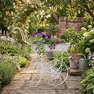 Support à plantes vintage en fer forgé à 3 niveaux, revêtement époxy, pour extérieur, décoration de jardin, porte-fleurs en métal avec capacité de 4 pots - Product Image 4