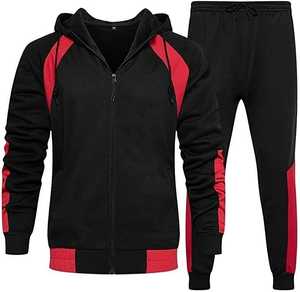 Conjunto deportivo de chándal con capucha y cremallera para hombre, chaqueta de manga larga y pantalones, conjunto deportivo de invierno - Product Image 1