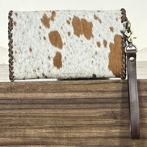 Cartera de mano de cuero de vaca de diseño occidental con pelo, tarjetero y monedero, bolso de mano para mujer, superventas - Product Image 5