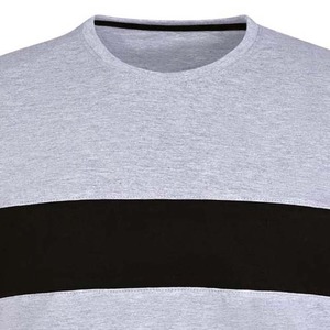 <b>Men</b> Plain Grey T Shirt with Black Chest Stripe | Casual Cotton Round Neck Half Sleeve Tee | Custom Streetwear Summer Wear - Product Image 6