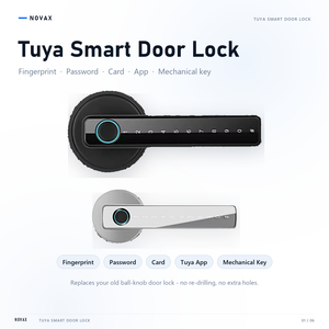 Cerradura Inteligente para Puerta con Bluetooth SL-HD001-Tuya, Control de Acceso con Huella Dactilar, Contraseña y Llave, para Puertas de Madera - Product Image 1