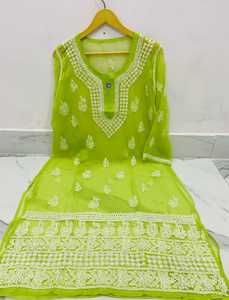 Realza tu estilo diario con esta elegante kurta recta bordada en verde lima. Compra directamente del proveedor. - Product Image 5
