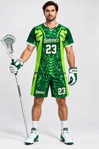 Ensemble uniforme de lacrosse Salsta pour homme, vert camouflage, maillot et short sublimés, séchage rapide, tenue de sport pour équipe - Product Image 3