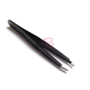 Prix d'usine, moins cher, pinces à épiler en acier inoxydable de 1,2 mm, outils de soin personnel, pinces à épiler biseautées noires et or rose - Product Image 5
