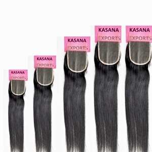 Extensions de cheveux humains vierges non traités, 4x4 Closure, couleur naturelle noire, provenant de temples indiens, double trame, Deep Wave, pour femmes - Product Image 3