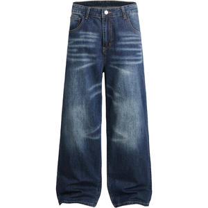 Men Fashion Streetwear Wide Leg Baggy Jeans Loose Fit Vintage Denim <b>Pants</b> Casual Wear - Product Image 1