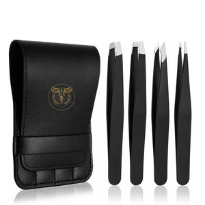 Juego de Pinzas Profesionales para Cejas de Acero Inoxidable con Estuche de Cuero PU, Pinzas de Precisión con Punta Inclinada, Plana y Angulada para Depilación - Product Image 6