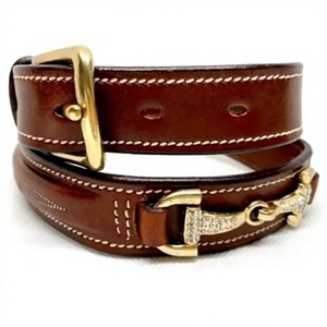 Ceinture de cavalier en cuir léger avec décor de mors de cheval en cristal Sangle intelligente cousue fantaisie avec strass - Product Image 1