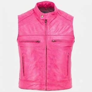 Leather <b>Men</b> <b>Vest</b> Solid Color Streetwear Sleeveless Reasonable Price Leather <b>Men</b> <b>Vest</b> Wholesale Price Custom Size Outdoor Use - Product Image 5