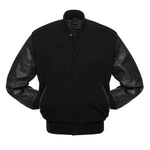 Veste universitaire personnalisée pour homme avec col, poignets et ourlet rayés, fermeture éclair sur le devant, imperméable, en tricot - Product Image 1