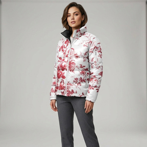 Veste matelassée imprimée haut de gamme pour femme – Idéale pour l'hiver, décontractée, coupe-vent, avec fermeture éclair et poches latérales - Product Image 1