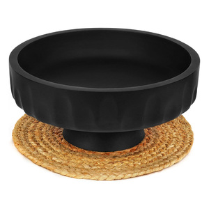 Bol à fruits sur pied en bois de manguier noir Table à manger en bois naturel décor vaisselle pour cuisine et salon bol de vente chaude - Product Image 5