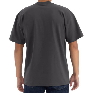 T-shirt gris à manches courtes et col rond pour homme, couleur unie, 100 % coton jersey, décontracté, coupe oversize, respirant, effet délavé - Product Image 4