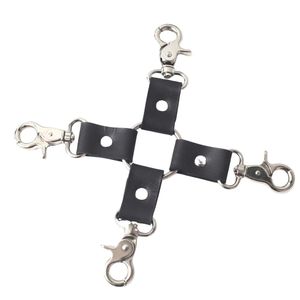 Black <b>Leather</b> <b>Wrist</b> And Ankle <b>Cuffs</b> With Padding And Metal Chains For Secure Restraint - Product Image 4