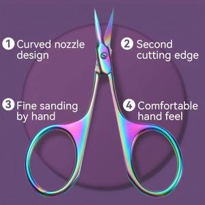 Ciseaux à cuticules en acier inoxydable de couleur beige clair, outil de précision pour l'élimination des cuticules et des peaux mortes, idéal pour les soins de manucure et de pédicure, 1 pièce - Product Image 3