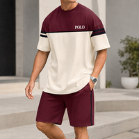 Ensemble de survêtement décontracté unisexe minimaliste avec t-shirt à col rond |   Imprimé estival 100% coton léger respirant à séchage rapide tendance