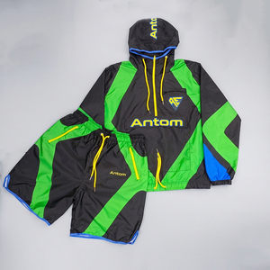 Waterproof Windproof Casual Hooded <b>Jacket</b> <b>Short</b> Sets Men's Lightweight Cotton Solid Summer Outdoor Wind Breaker - Product Image 2