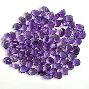 พลอยอะมีทิสต์สีม่วงคุณภาพสูง ขนาด 7x9 มม. รูปทรงลูกแพร์ เจียระไนแบบเหลี่ยม สำหรับทำเครื่องประดับ พลอยอะมีทิสต์ธรรมชาติขนาดมาตรฐาน ขายส่ง - Product Image 4